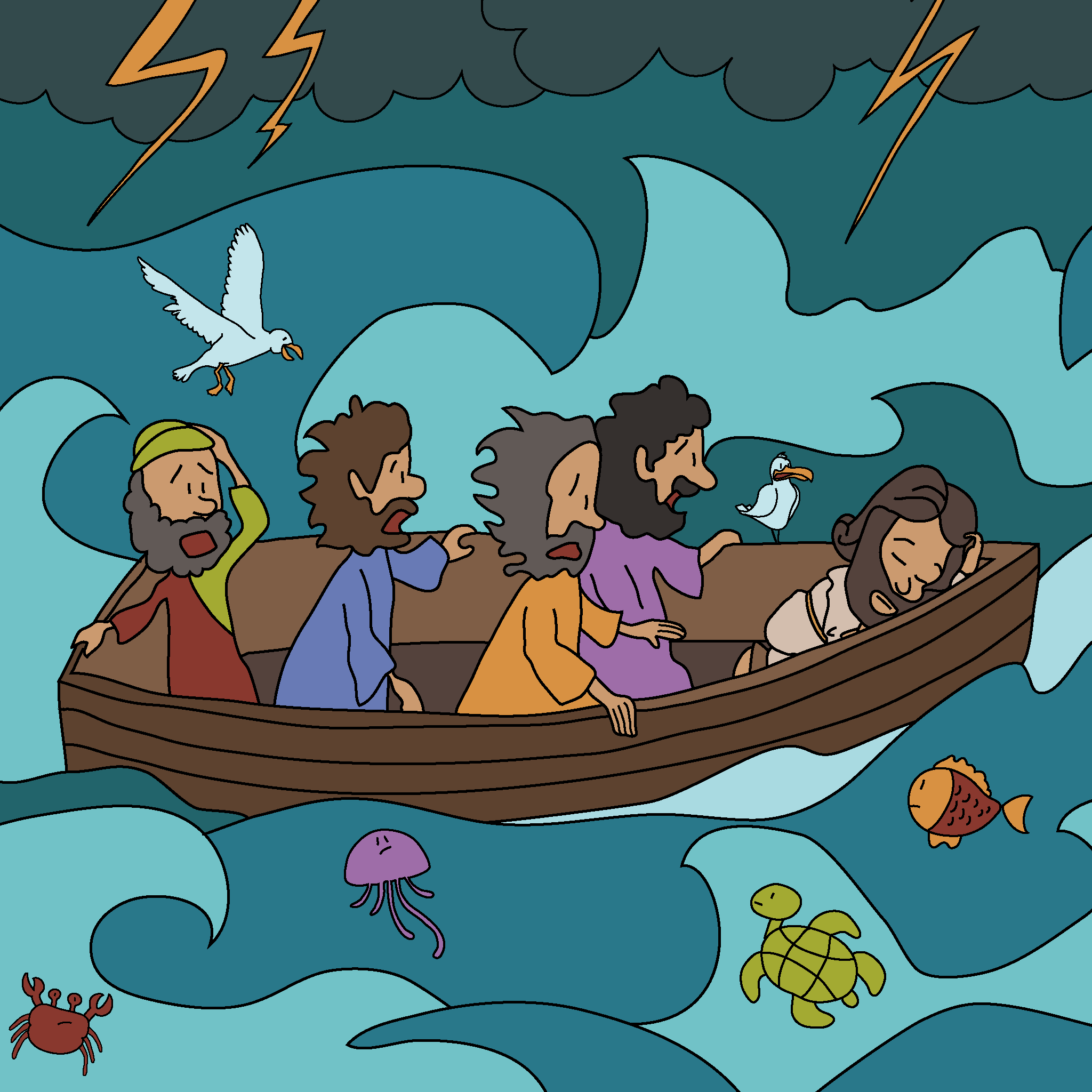 Jesus stillt den Sturm auf dem Meer