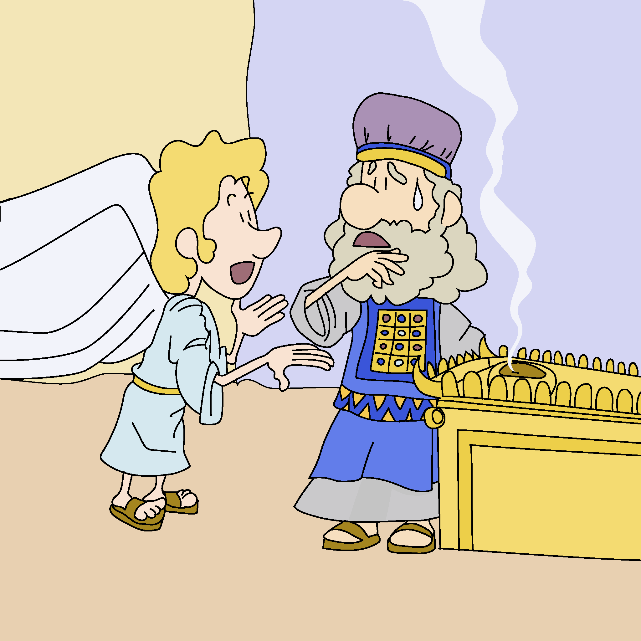 Angel tells Zechariah about John