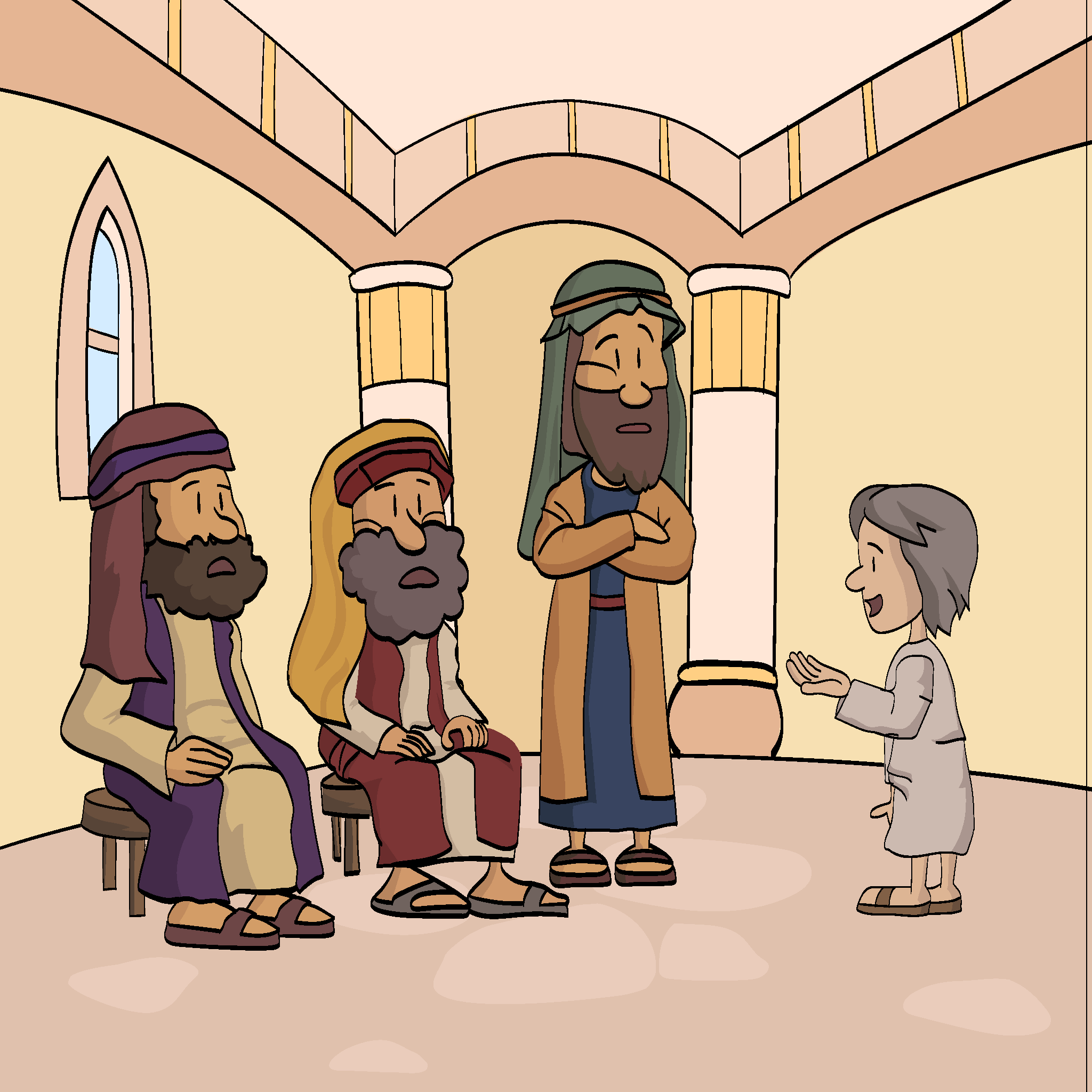 Jesús enseña a los ancianos del Templo.