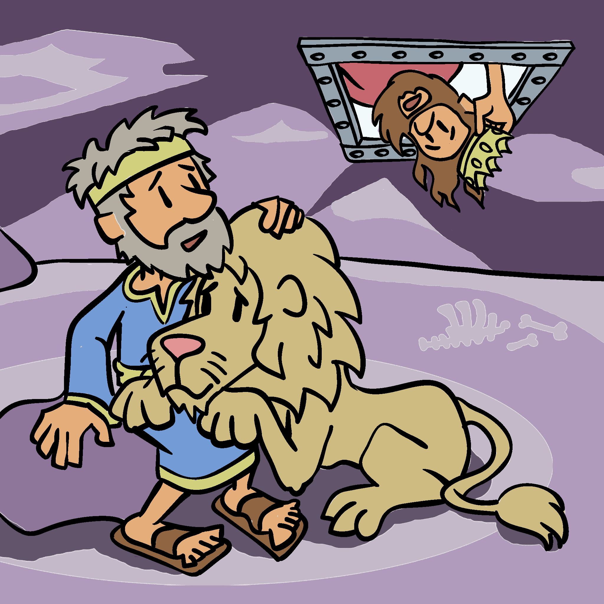 Daniel confía en Dios en el foso de los leones