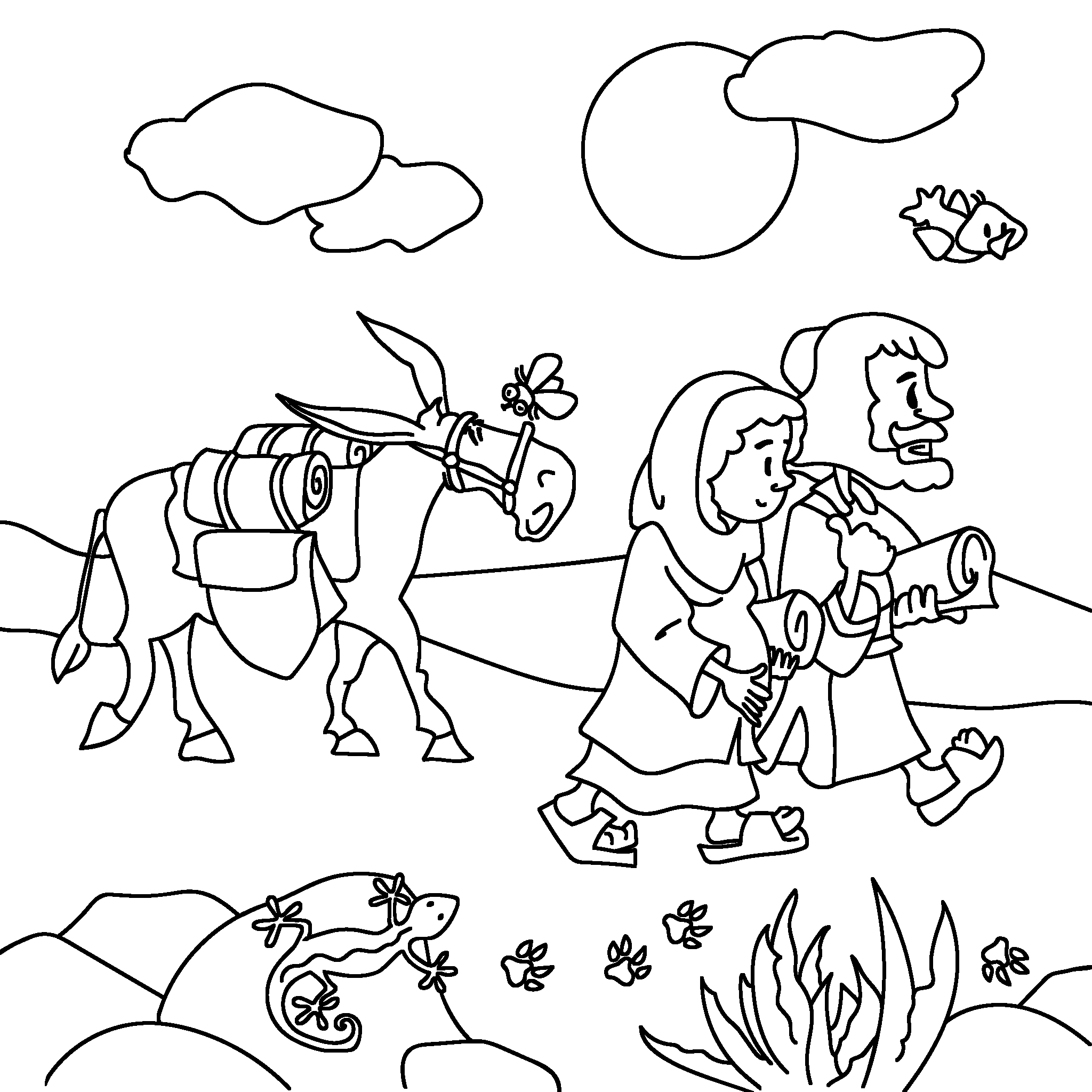 Mary and Joseph travel to Bethlehem