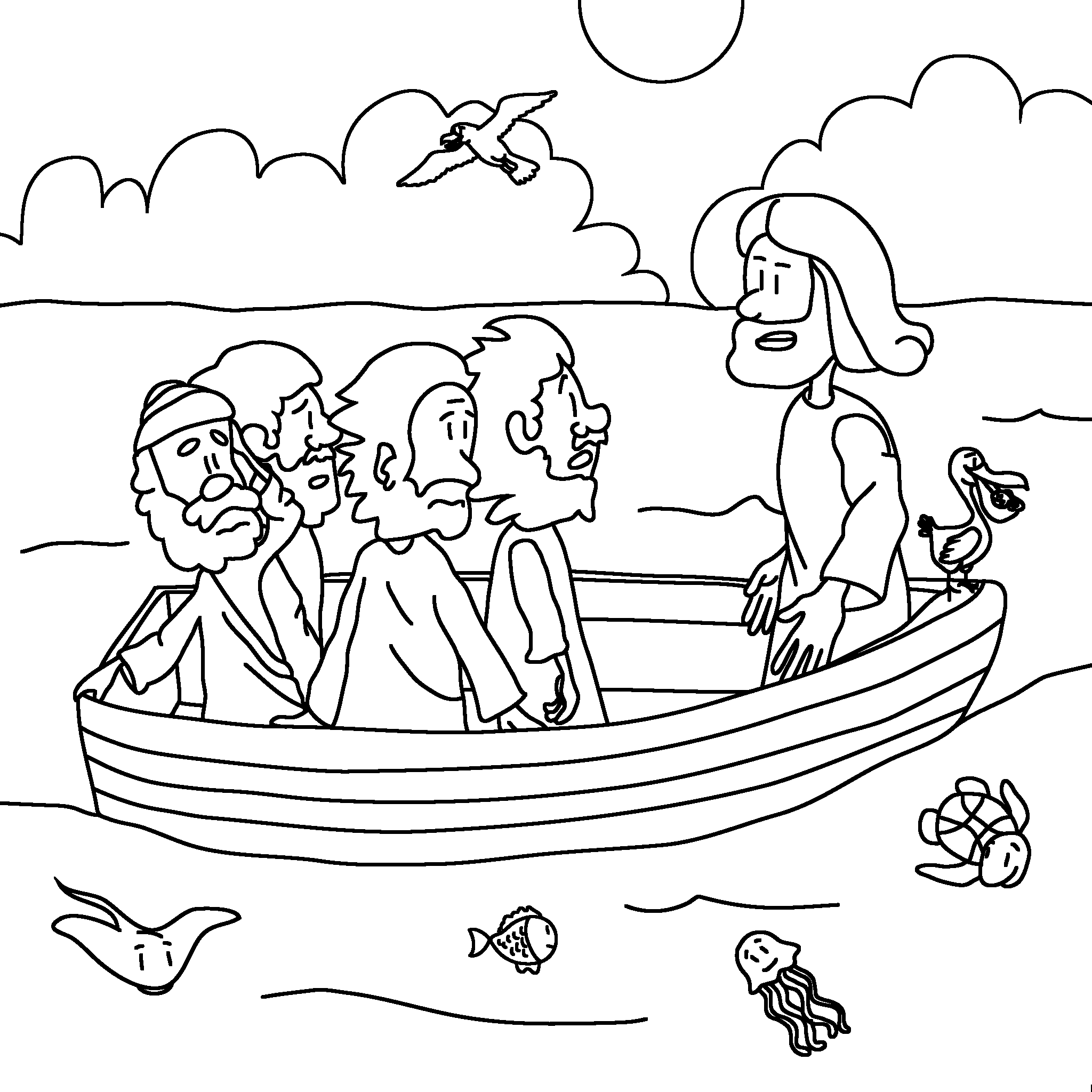 Jesus calms the stormy sea