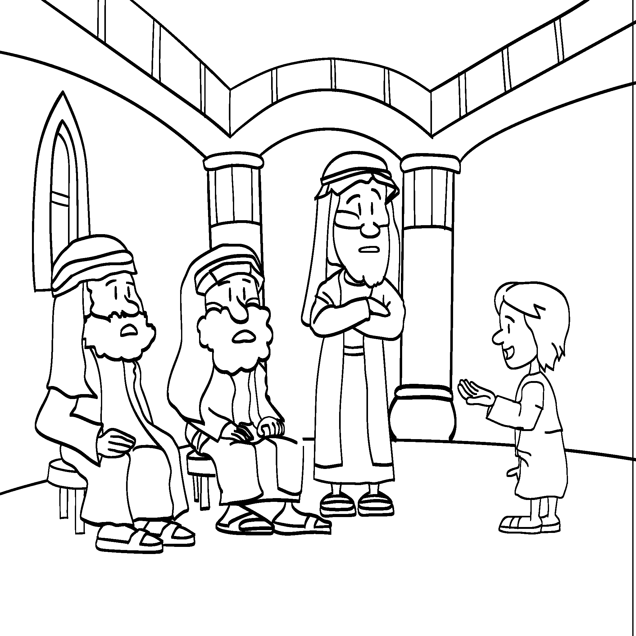 Jesús enseña a los ancianos del Templo.