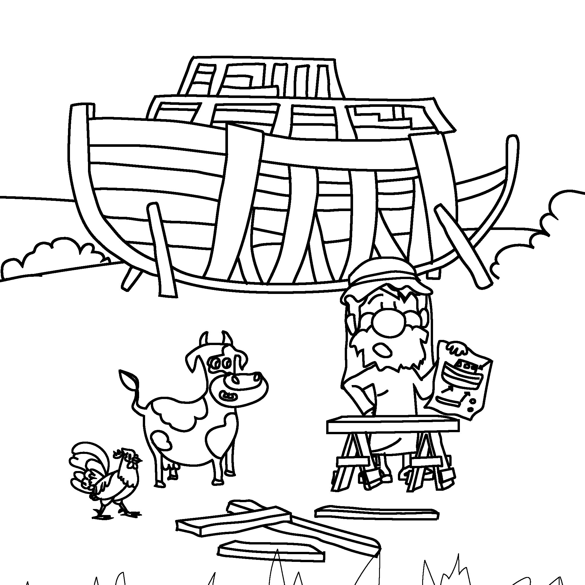 Noah baut die Arche für Gott